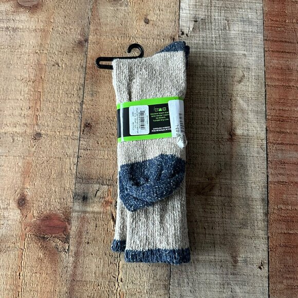 Wise Blend Men's Size L 10-13 Merino Wool Blend Socks Tan and Blue Crew Length - Picture 4 of 4